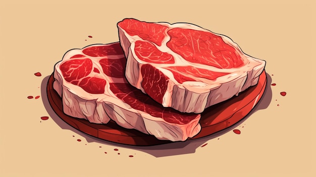 a drawing of a steak with the word meat on it