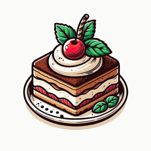 a drawing of a strawberry cake with a picture of a strawberry on it