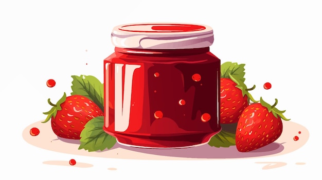 a drawing of a strawberry jar with berries on it