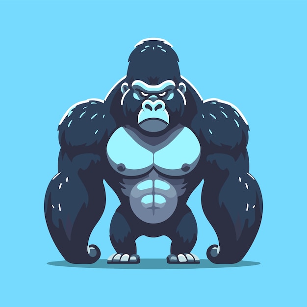 Vector a drawing of a strong gorilla with a blue background