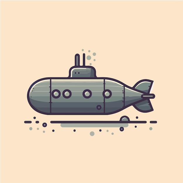 Vector a drawing of a submarine with a ship on the top