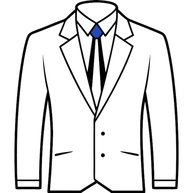 a drawing of a suit with a blue tie on it