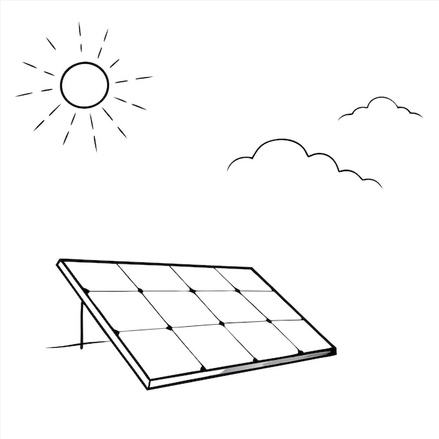 Vector a drawing of a sun and clouds with a sun in the sky