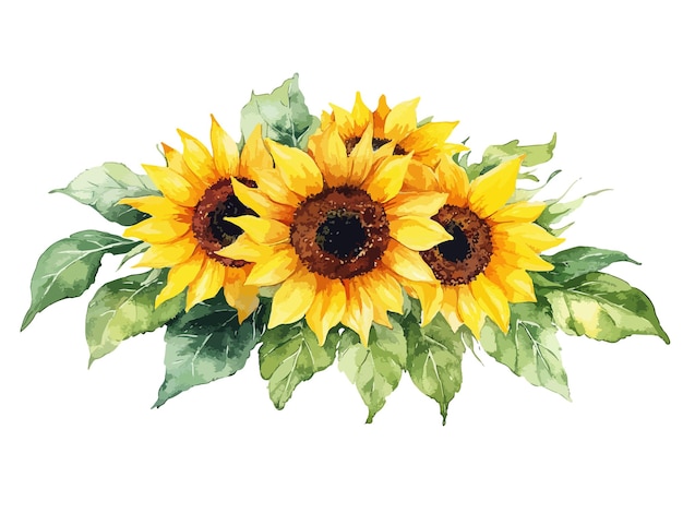 a drawing of a sunflower with leaves and leaves