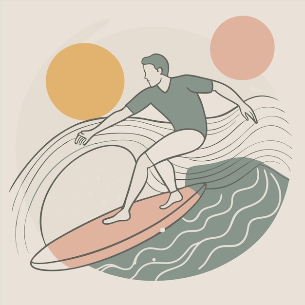 Vector a drawing of a surfer on a surfboard with the words quot the word quot on it