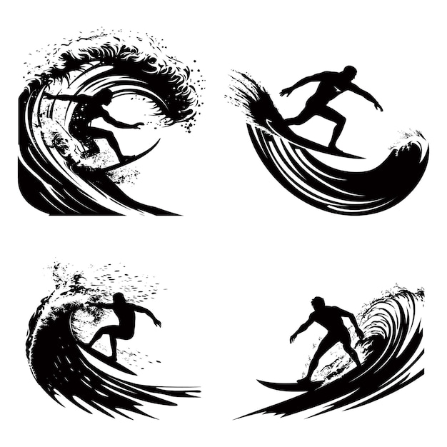 a drawing of a surfer on a white background with the words surf