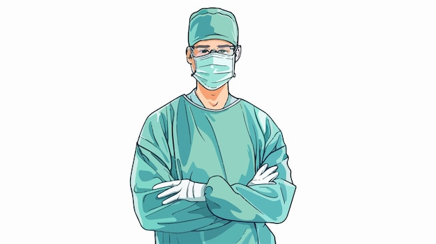 Vector a drawing of a surgeon with his arms crossed