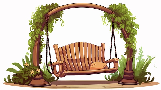 Vector a drawing of a swing with a wooden frame that says  the story of a child