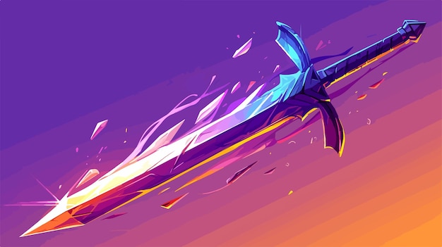 Vector a drawing of a sword with flames in the background