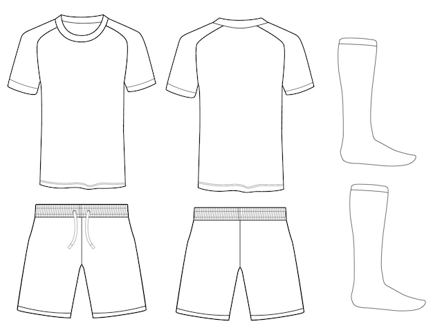 a drawing of a t - shirt with a white t - shirt and shorts