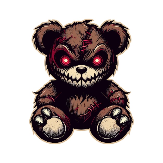 a drawing of a teddy bear with a blood stain on its face horror Teddy bear evil teddy bear spooky