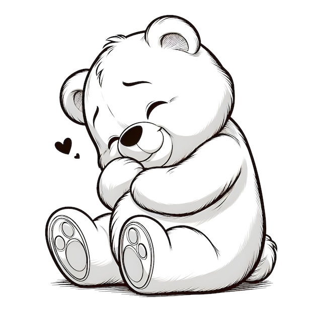 a drawing of a teddy bear with a heart on the chest