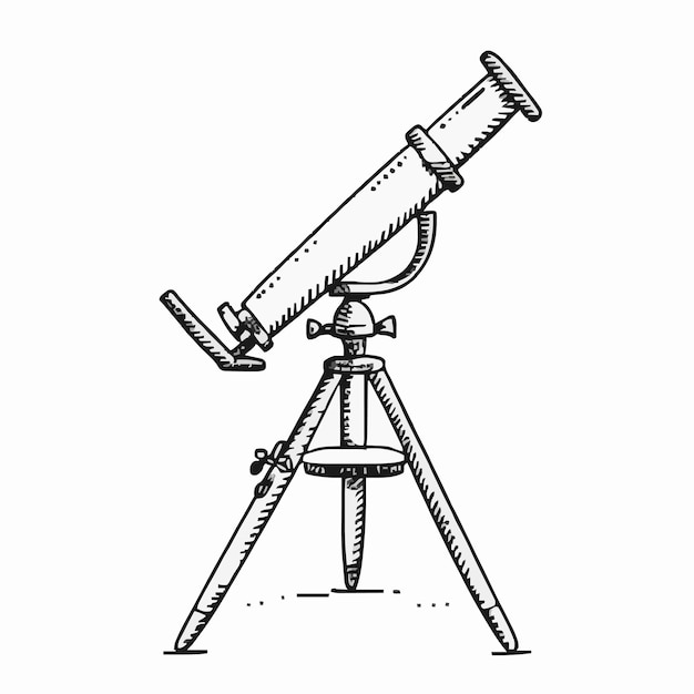 a drawing of a telescope with a pen on it