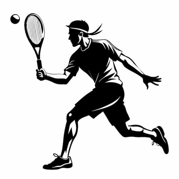 a drawing of a tennis player with a racket in his hand