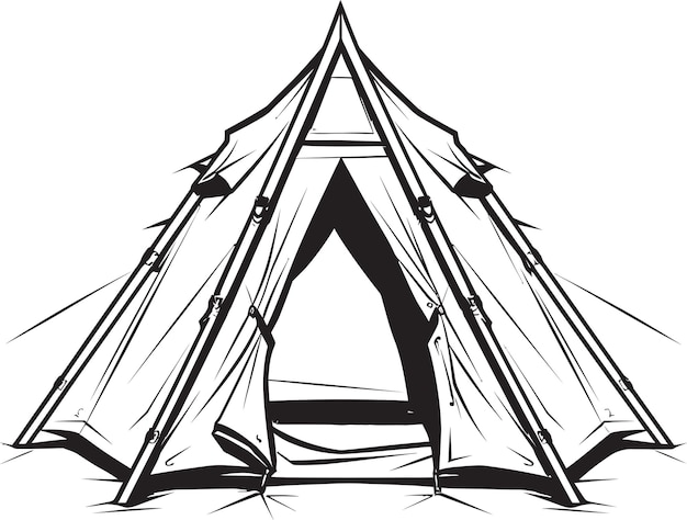 Vector a drawing of a tent with a black and white drawing of a triangle