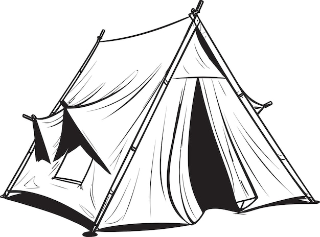 a drawing of a tent with a corner that says  the word  on it