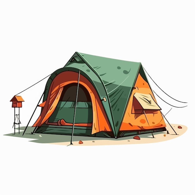 A drawing of a tent with a grill on it