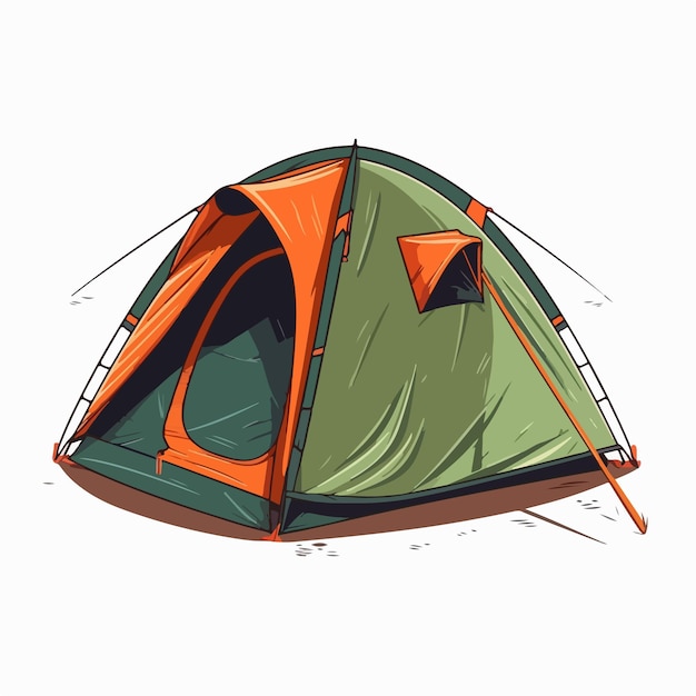 A drawing of a tent with the word camping on it