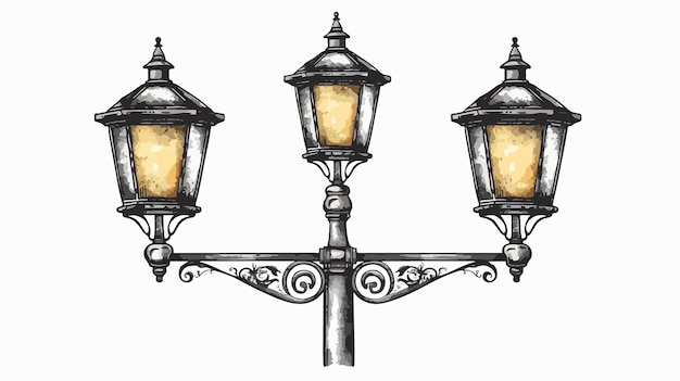 Vector a drawing of three street lamps with the words  the name of the streetlight