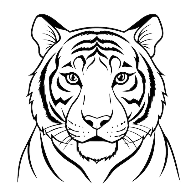 Vector a drawing of a tiger that has a black outline