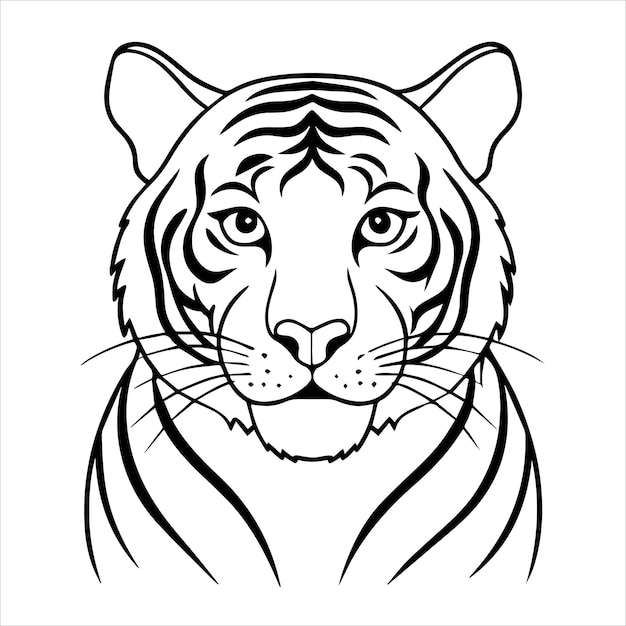 Vector a drawing of a tiger that has a black outline