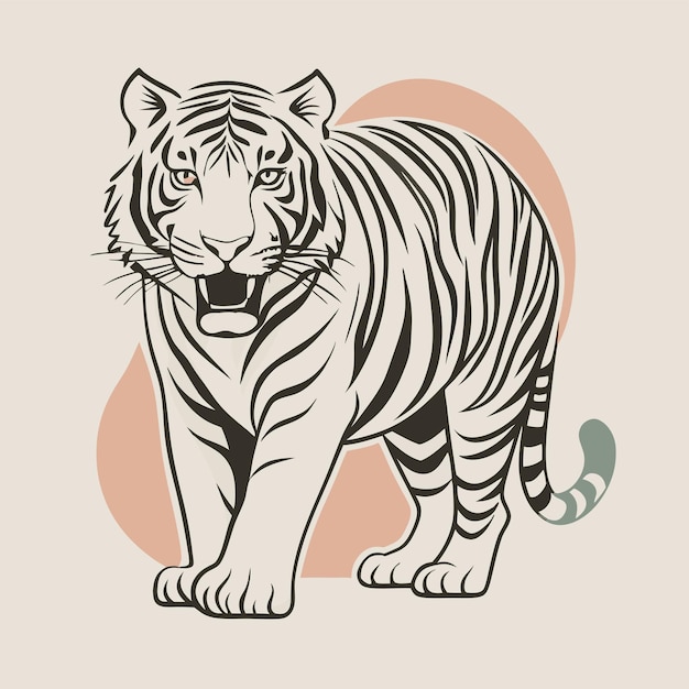 Vector a drawing of a tiger that has a tag on it that says tiger