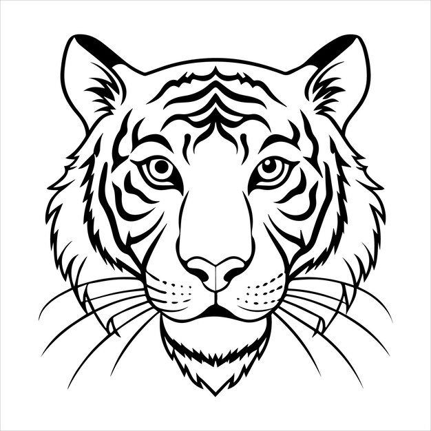 Vector a drawing of a tiger that has a triangle on it