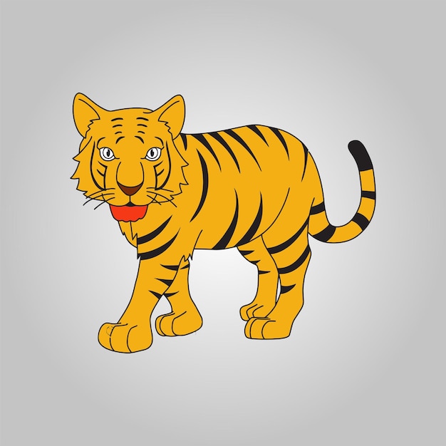 a drawing of a tiger with a red tongue sticking out