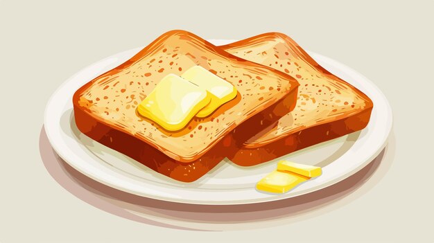 Vector a drawing of toast with butter on it and butter on the side