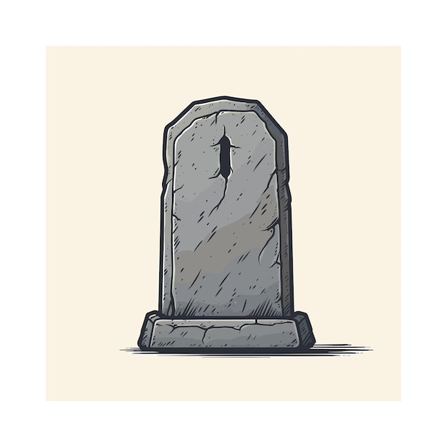 Vector a drawing of a tombstone with a drawing of a cross in the middle