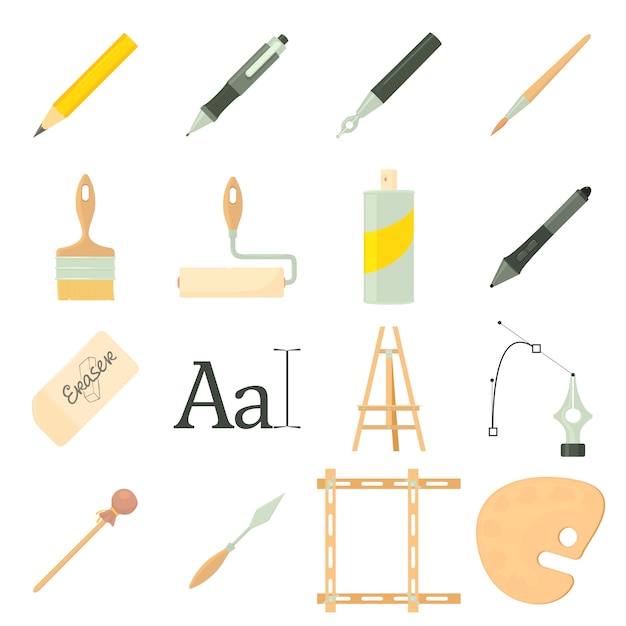 Drawing tools icons set