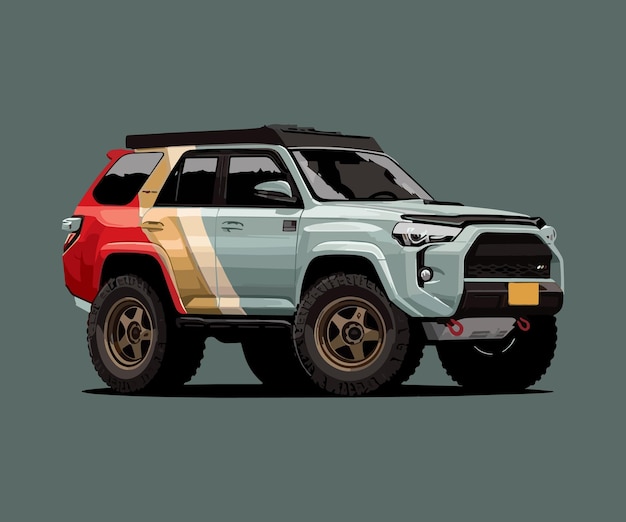 A drawing of a toyota 4runner with a license plate that says toyota on it.