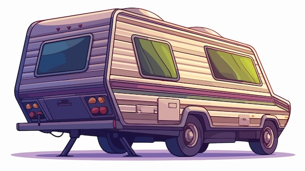 Vector a drawing of a trailer with a car that says  camper  on the side