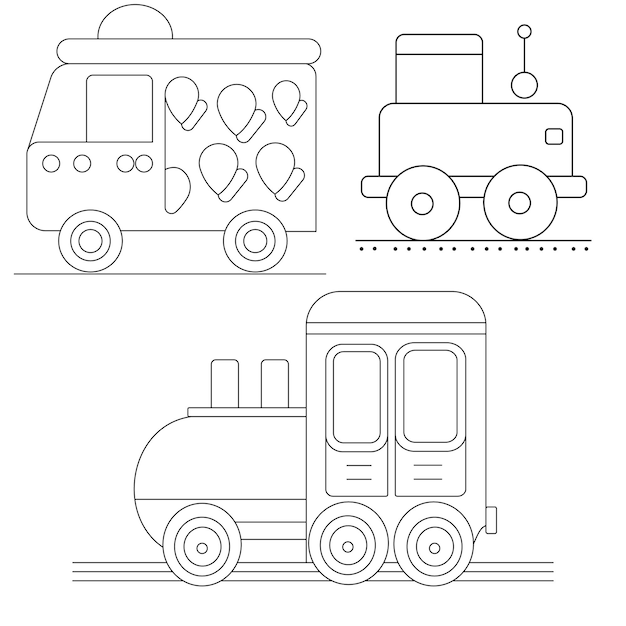 Vector a drawing of a train with hearts on it