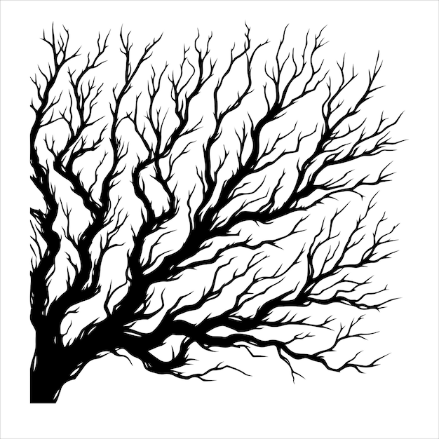 Vector a drawing of a tree with a black tree on it