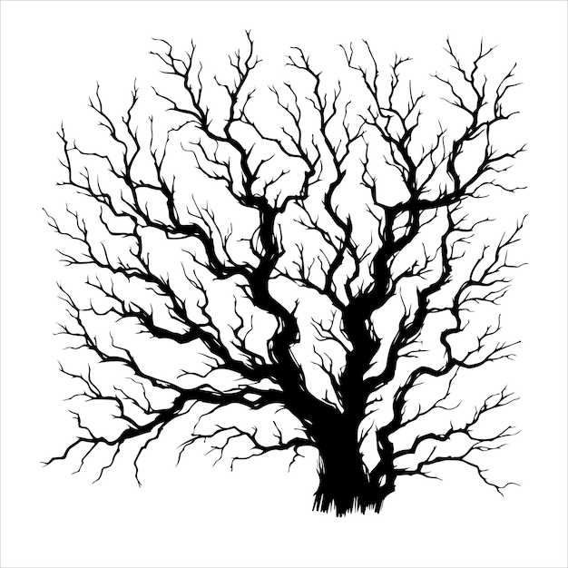 Vector a drawing of a tree with a drawing of a tree with a black tree on it