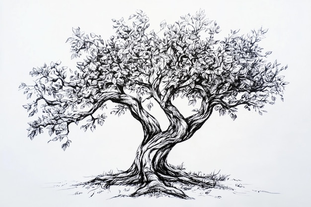 a drawing of a tree with a drawing of a tree with the roots drawn on it