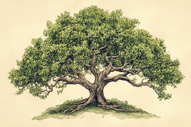 a drawing of a tree with a drawing of a tree