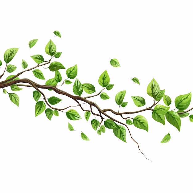 Vector a drawing of a tree with green leaves and a white background