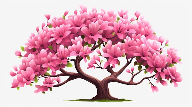 a drawing of a tree with pink flowers