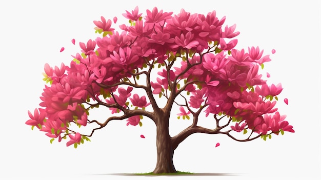 a drawing of a tree with pink flowers