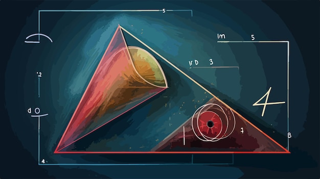 Vector a drawing of a triangle with a red dot on it