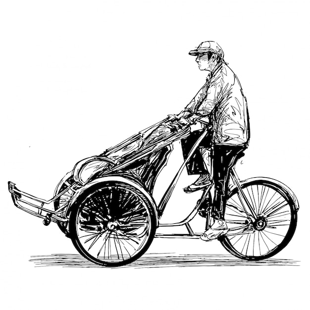 Drawing of the tricycle in Vietnam Hoi An