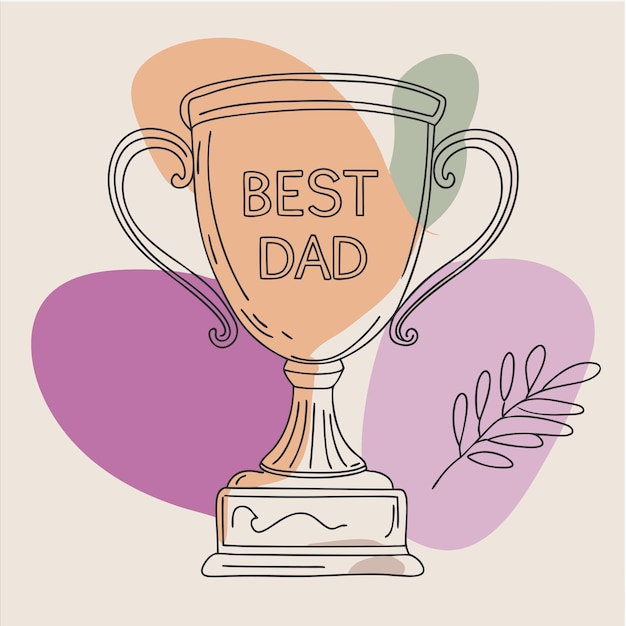 Vector a drawing of a trophy with the best dad on it