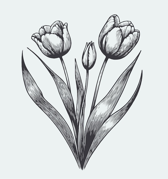 Vector a drawing of tulips with the words tulips on it