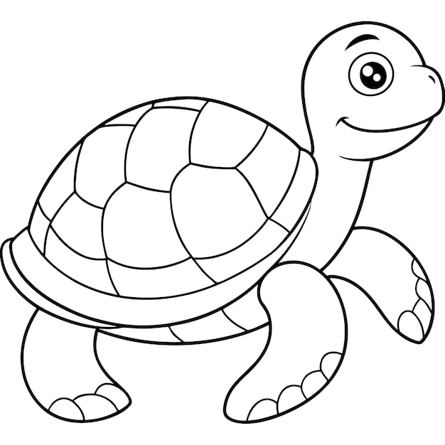 Vector a drawing of a turtle with a black outline and a white background