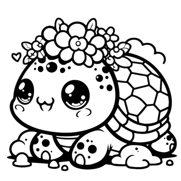 a drawing of a turtle with a heart on it