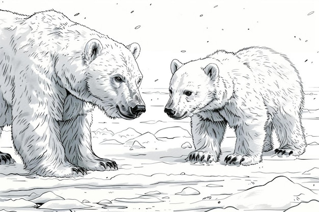 Vector a drawing of two bears in a line that says quot polar bear quot