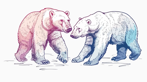 Vector a drawing of two bears with one being held up by one another