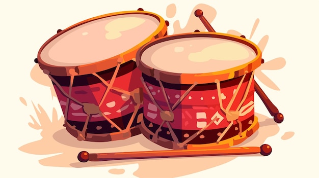 Vector a drawing of two drums with a red and white background